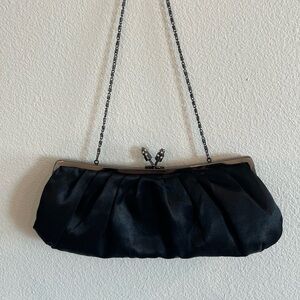 Y2K Classic Black Satin Evening Clutch